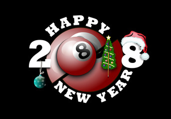 happy new year and billiard ball