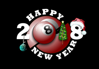 Obraz premium happy new year and billiard ball