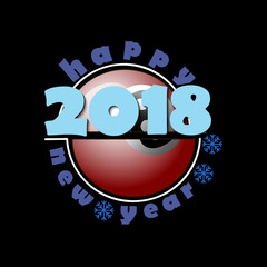 Fototapeta premium billiard ball and New Year 2018