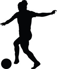 soccer women silhouette. girl player vector