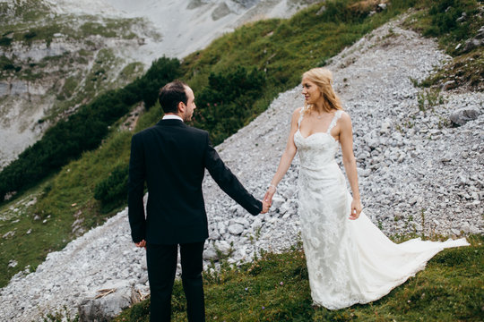 Just married couple in the Alps 
