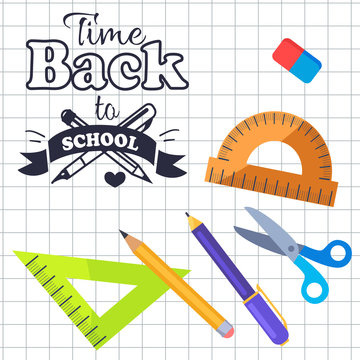 Time Back to School Inscription with Logo Vector