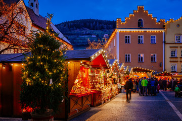 Christmas Market, Vipiteno, Bolzano, Trentino Alto Adige, Italy - obrazy, fototapety, plakaty