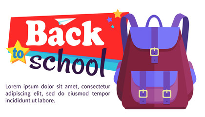 Back to School Poster with Schoolchild Rucksack
