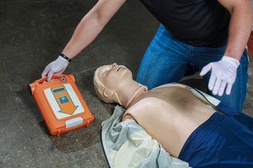 The use of an automatic external defibrillator in conducting a basic cardiopulmonary resuscitation to the victim on the street
