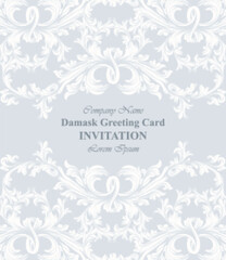 Damask invitation Vector illustration handmade ornament decor. Baroque sparkling background textures