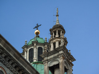 the emerald green color of the dome of Como's Cathedral , Italy, dating from the 18Th century