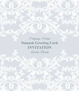 Damask invitation Vector illustration handmade ornament decor. Baroque sparkling background textures