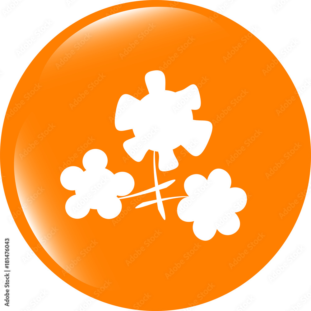 Poster flower app web glossy icon button . flat sign isolated on white background