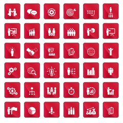 Universal business strategy icon set. Vector icons.