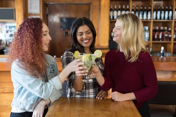 Friends toasting glass of drinks in bar