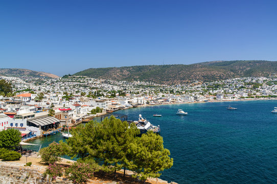 Sunny view of Castle of St. Peter, Bodrum, Mugla province, Turkey.