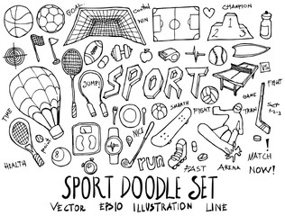 Set of Sport illustration Hand drawn doodle Sketch line vector eps10