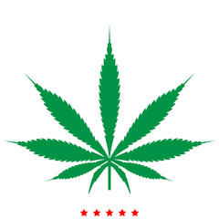 Cannabis (marijuana) leaf icon .  Flat style