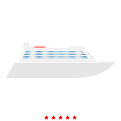 Transatlantic cruise liner icon .  Flat style