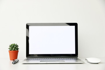 Fototapeta premium workspace desk with laptop and business and technology concept.space for your text.