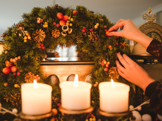 Christmas wreath fir holiday decoration ornaments concept