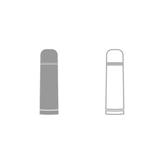 Thermos or vacuum flask icon. Grey set .