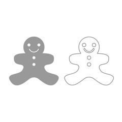 Christmas cookie icon. Grey set .