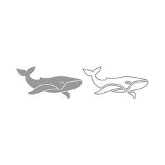 Whale icon. Grey set .
