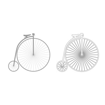 Retro bicycle icon. Grey set .