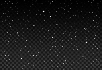 Vector starry sky, snow particles on transparent background - obrazy, fototapety, plakaty