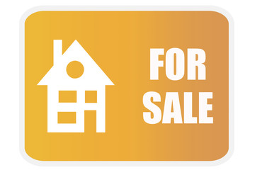 Cartel amarillo de vivienda en venta.