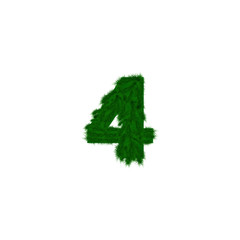  numbers decorated with pine branches. Number- 4. Four.