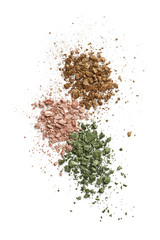 Crushed eye shadow isolated on white background