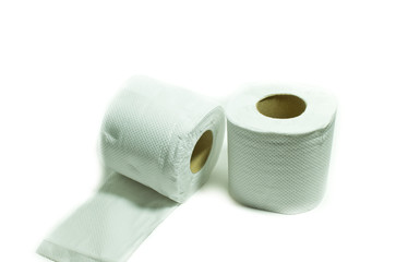 toilet paper on white background