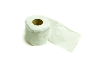 toilet paper on white background