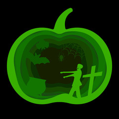 Happy halloween paper art style