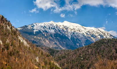 Obraz premium Begunjscica mountain in spring view from Sv. Peter nad Begunjami.