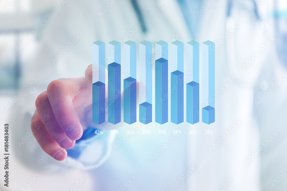 Poster business stats displayed as graph on a futuristic interface - business concept