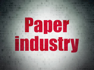 Manufacuring concept: Painted red word Paper Industry on Digital Data Paper background