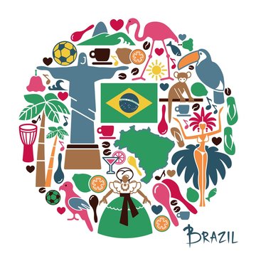 Brazilian icons in the form of a circle