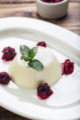 pannacota with raspberry