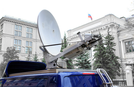 Satellite Dish On The Roof Of The Car