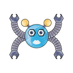 cartoon robot icon over white background colorful design vector illustration