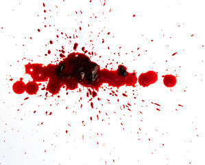 Blood splashed on white background