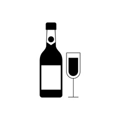 merry christmas bottle champagne and glass celebration