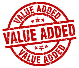 value added round red grunge stamp