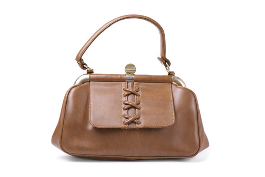 brown leatherette purse