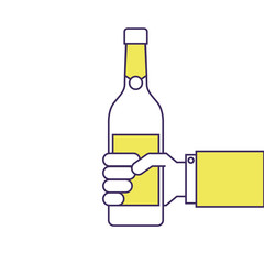 holding a bottle of wine or champagne drink