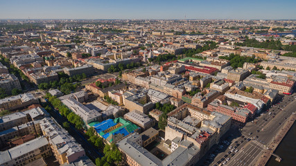 Fototapeta premium Cityscape of Saint-Petersburg, Russia. Aerial view of Vasilevsky island