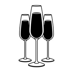 three glasses with champagne alcohol liquid celebration