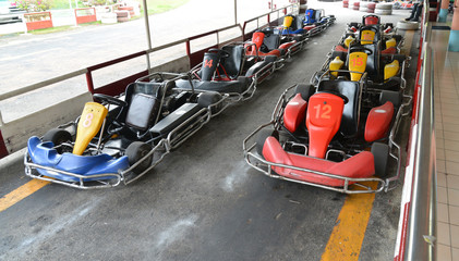 go-carts are ready to start