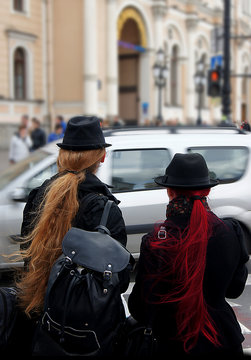 Couple with ponytale street