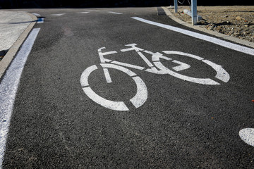 Bicycle lane mark on the street