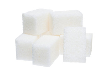 Group of sugar  cubes isolated on white background